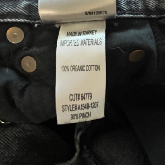 Agolde 90’s Pinch Waist High-Rise Straight Jeans Black Tea Color Size 22 Waist - Picture 10 of 12